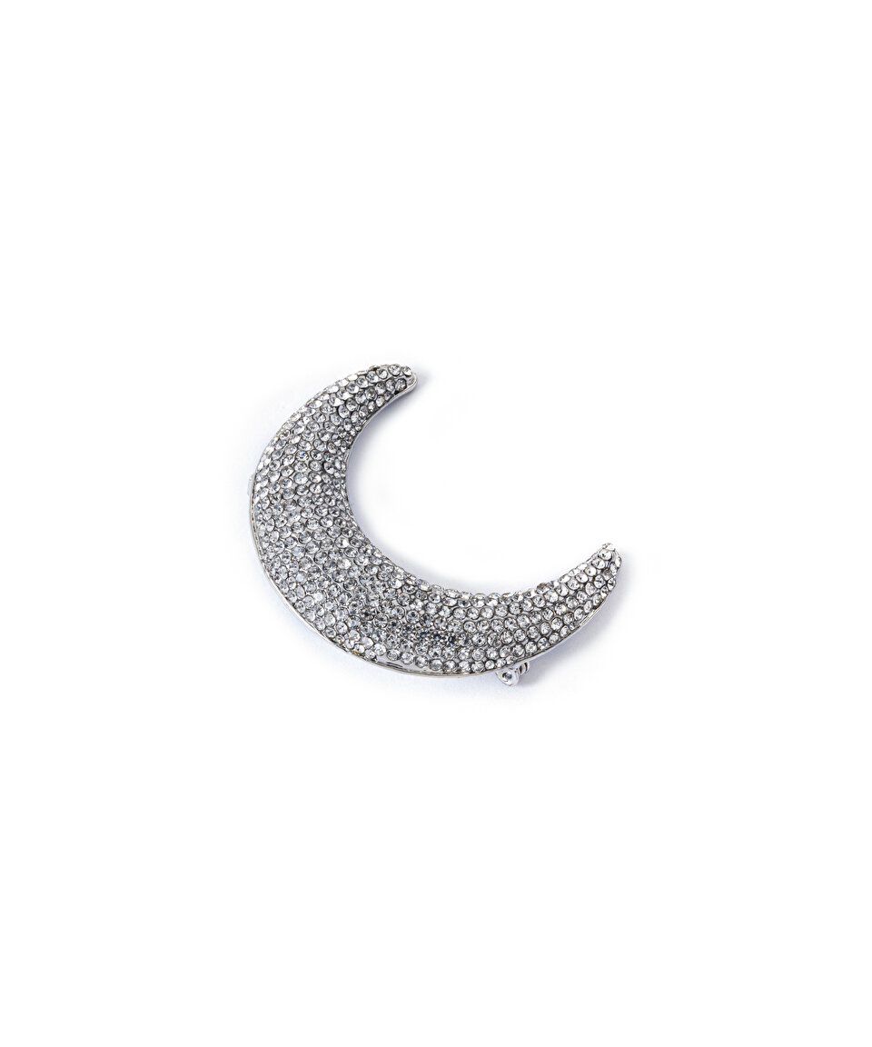 Silver color Shinny crescent brooch