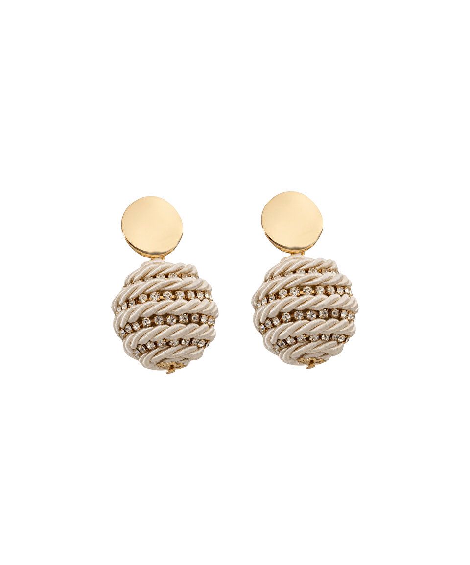 Gold color circular design earring, finely detailed