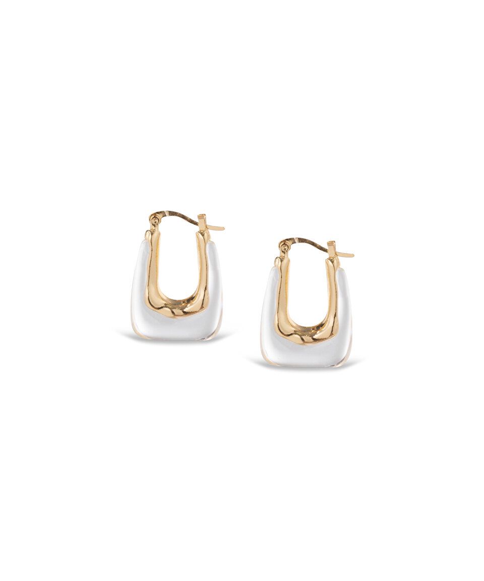 Gold and white color bold shapes earring , an ultrafine detailed