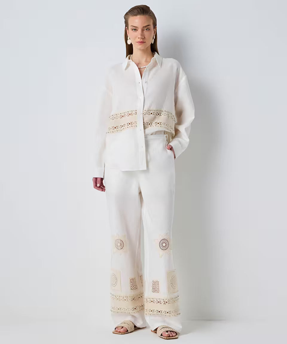 White Embroidered Spanish Style Co-Ord Set