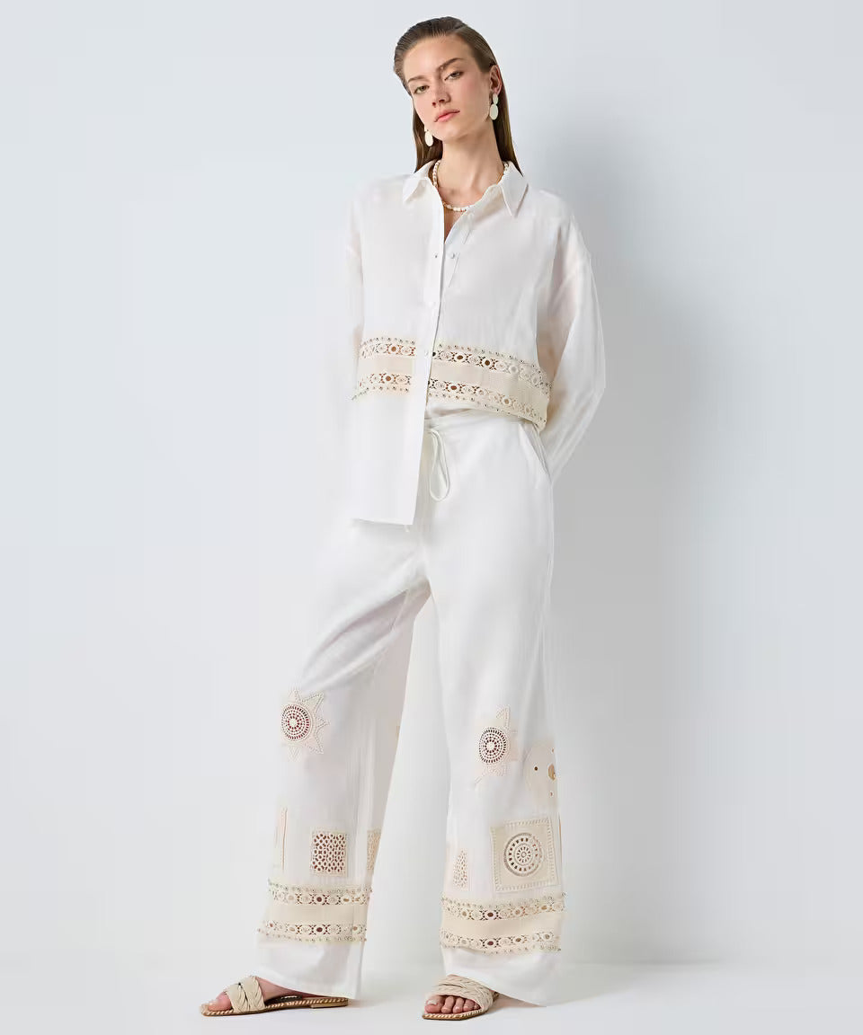 White Embroidered Spanish Style Co-Ord Set