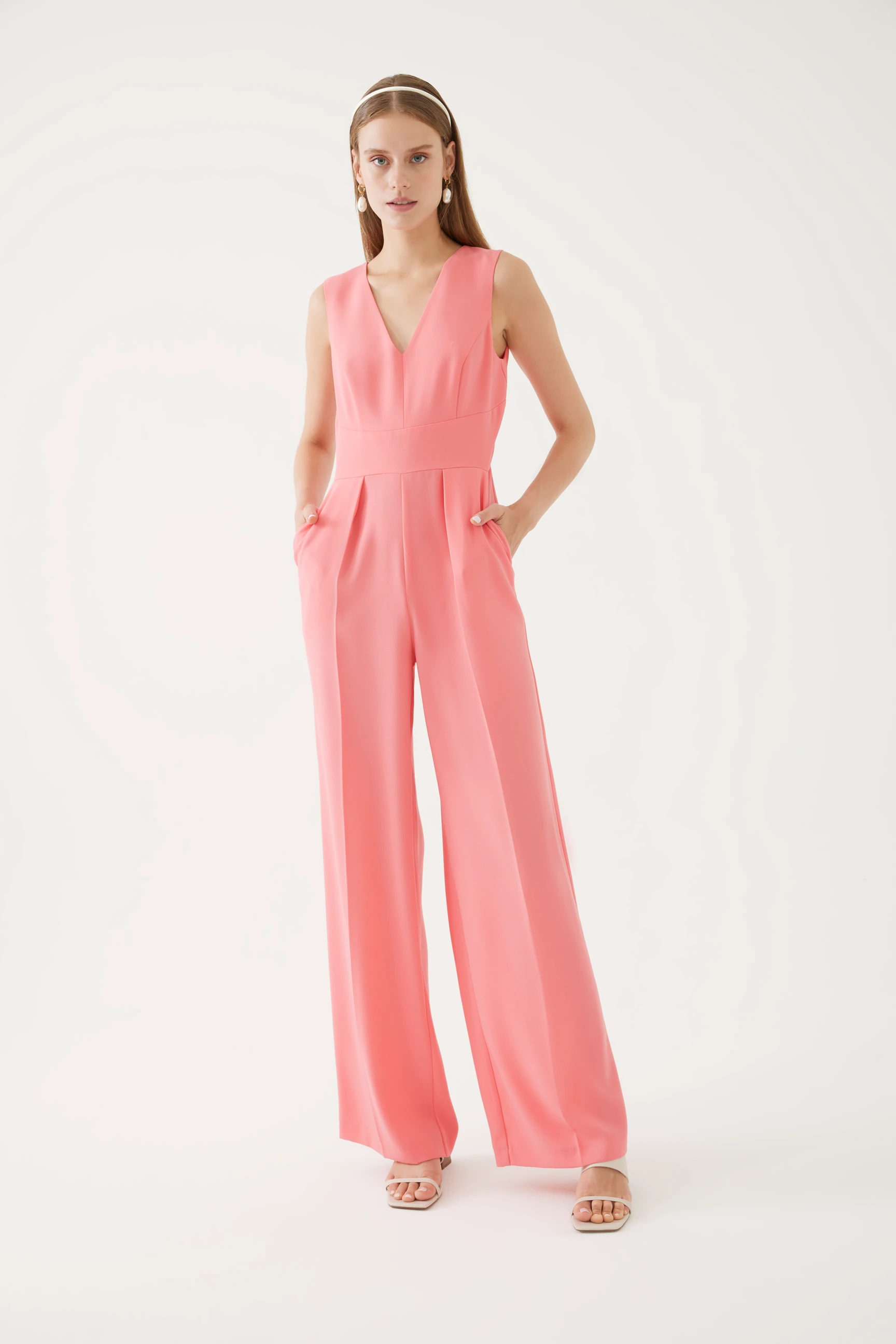 Wide-Leg Pink Jumpsuit