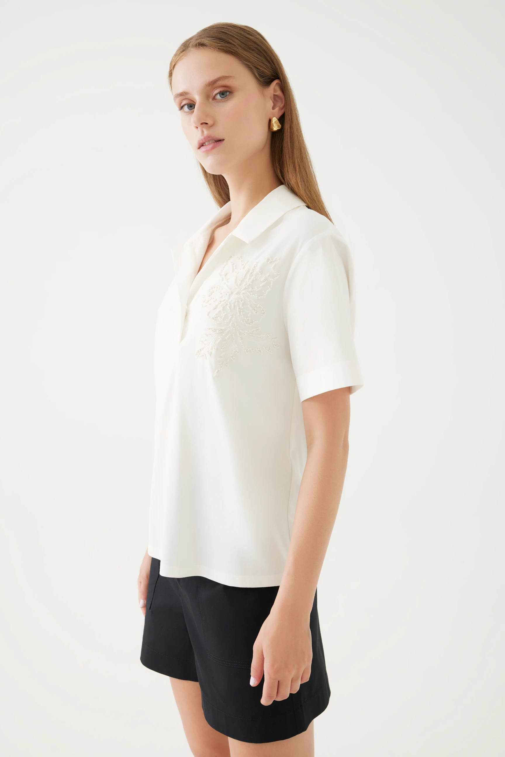 Collar and Cotton T-Shirt