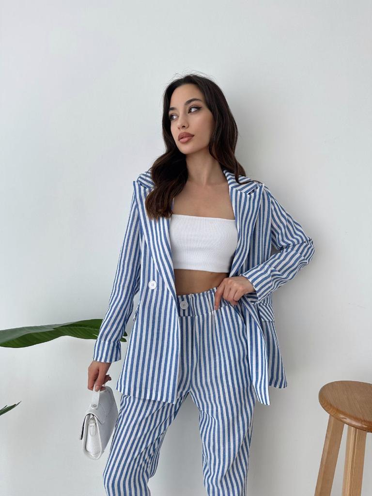 Striped Blazer and Pants Set