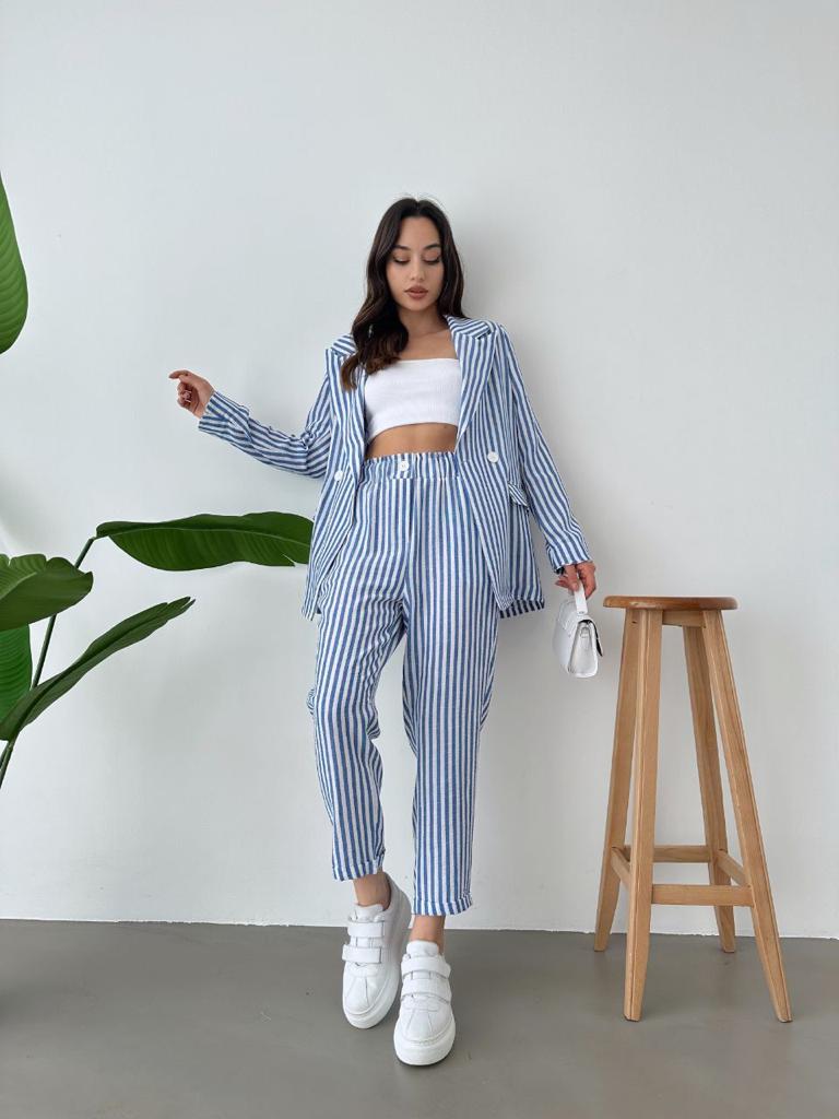 Striped Blazer and Pants Set