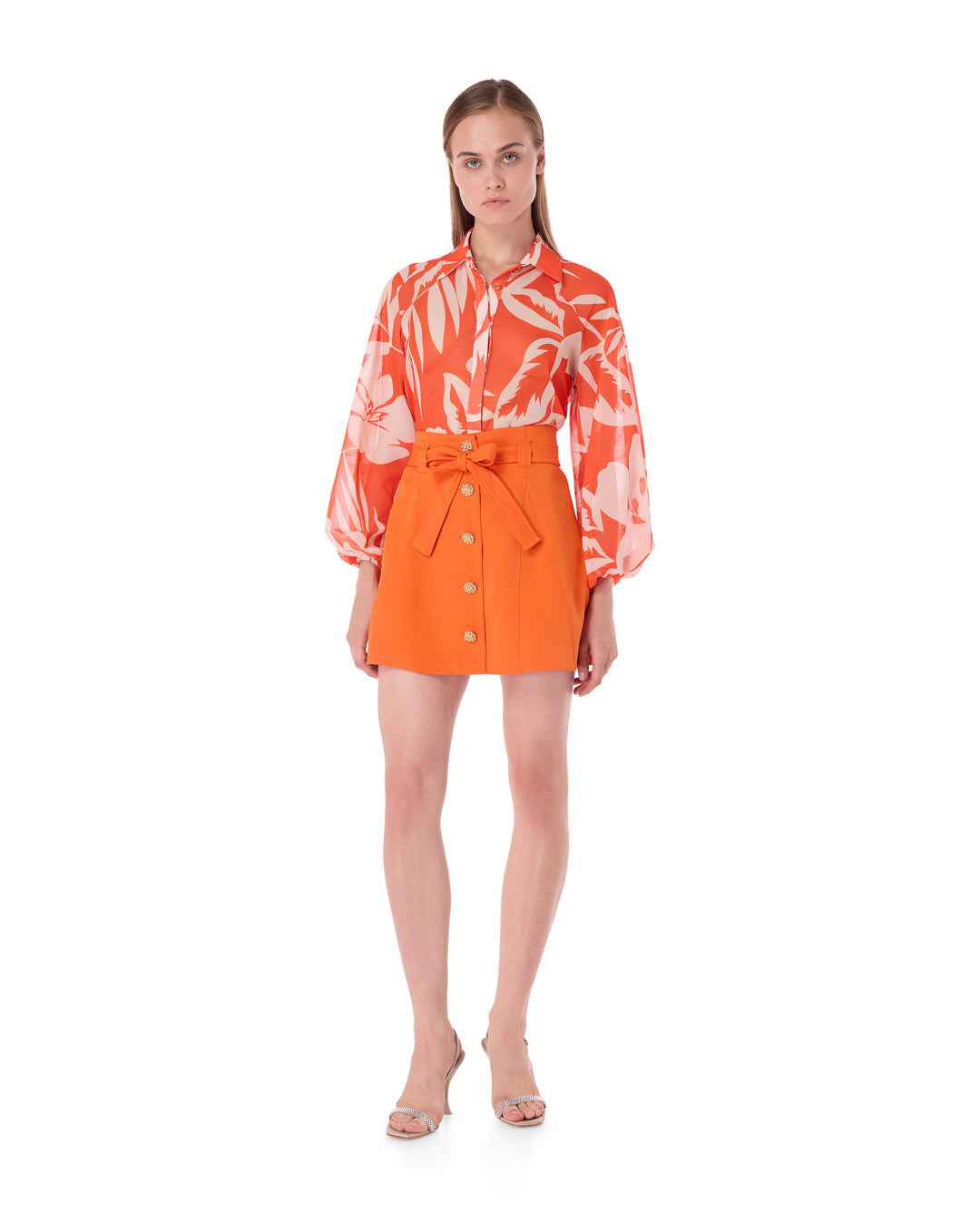 Orange East Wind Blouse and Skirt Set